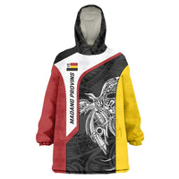 Personalised PNG Madang Province Wearable Blanket Hoodie Bird of Paradise Tattoo Flag Motif LT9 One Size Yellow - Polynesian Pride