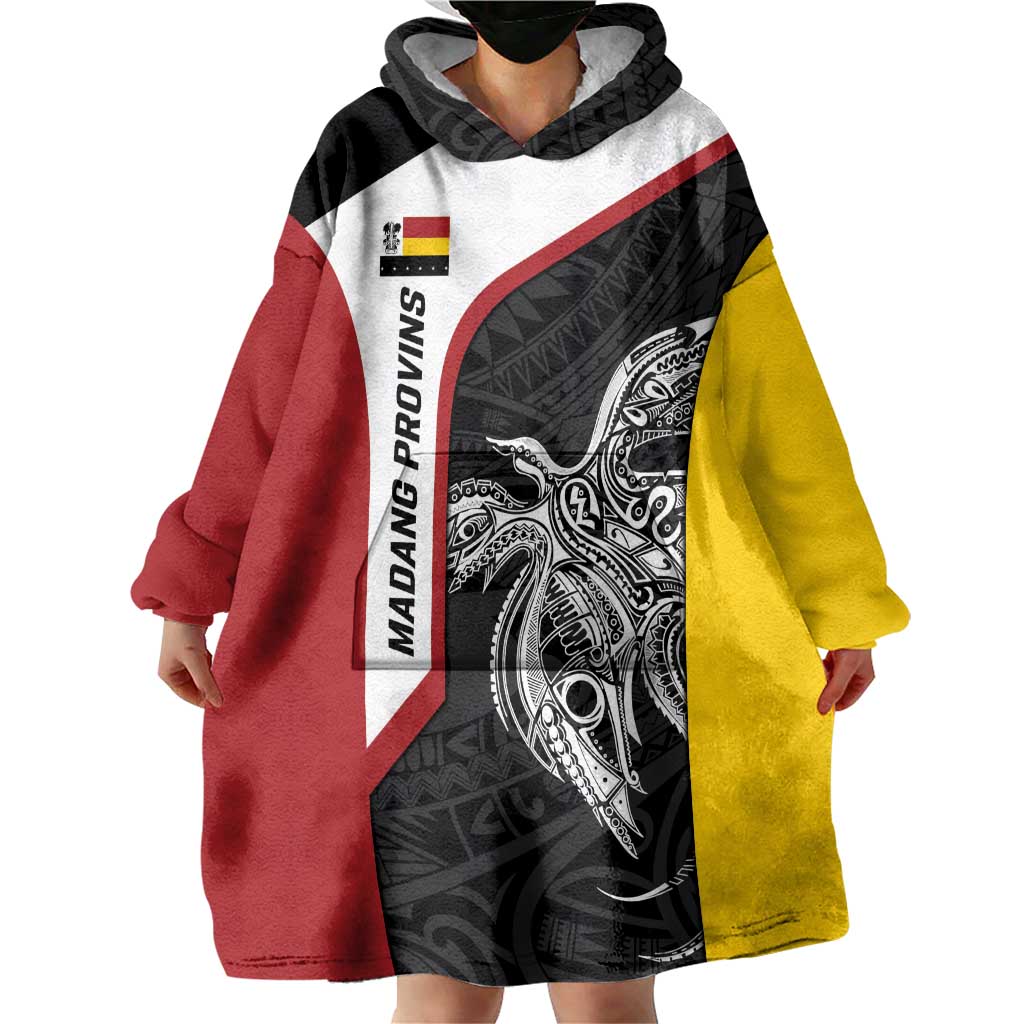 Personalised PNG Madang Province Wearable Blanket Hoodie Bird of Paradise Tattoo Flag Motif LT9 - Polynesian Pride