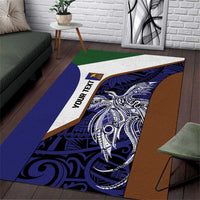 Personalised PNG Manus Province Area Rug Bird of Paradise Tattoo Flag Motif LT9 Blue - Polynesian Pride
