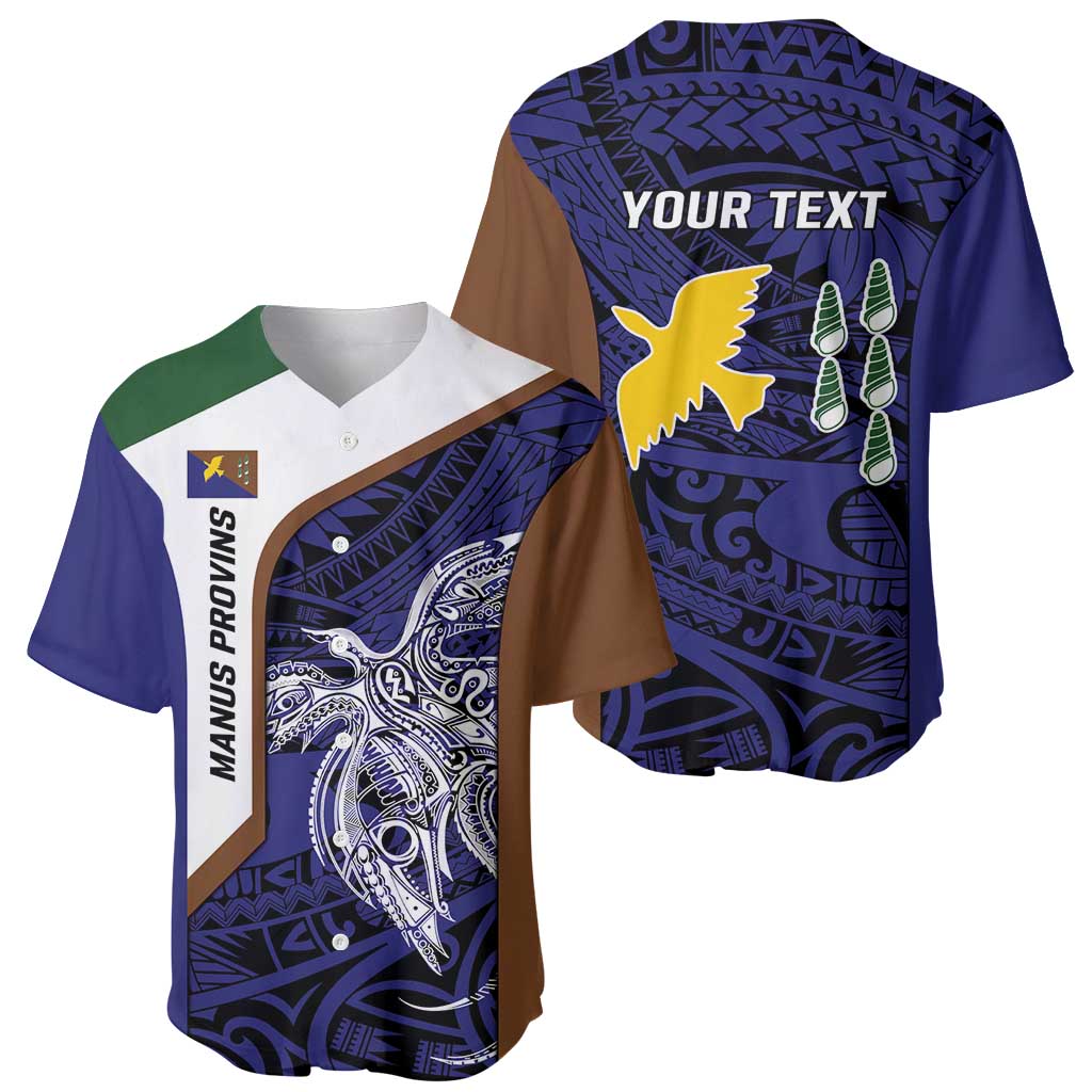 Personalised PNG Manus Province Baseball Jersey Bird of Paradise Tattoo Flag Motif LT9 - Polynesian Pride