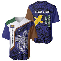 Personalised PNG Manus Province Baseball Jersey Bird of Paradise Tattoo Flag Motif LT9 - Polynesian Pride