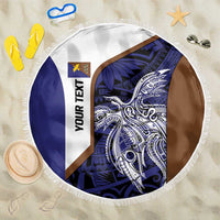 Personalised PNG Manus Province Beach Blanket Bird of Paradise Tattoo Flag Motif LT9 One Size 150cm Blue - Polynesian Pride