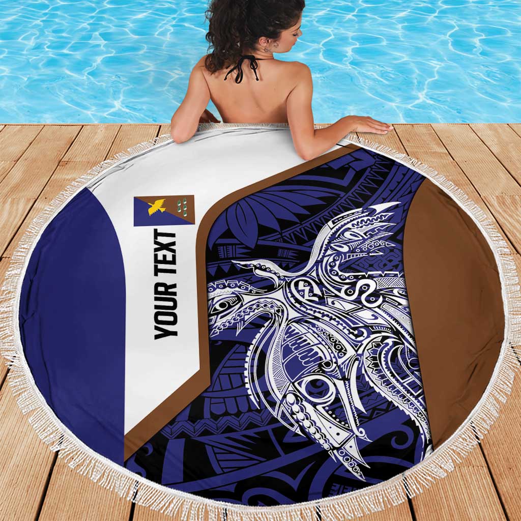 Personalised PNG Manus Province Beach Blanket Bird of Paradise Tattoo Flag Motif LT9 - Polynesian Pride