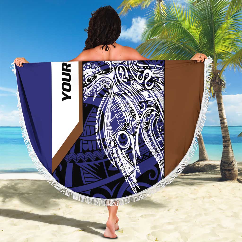 Personalised PNG Manus Province Beach Blanket Bird of Paradise Tattoo Flag Motif LT9 - Polynesian Pride