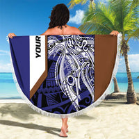 Personalised PNG Manus Province Beach Blanket Bird of Paradise Tattoo Flag Motif LT9 - Polynesian Pride