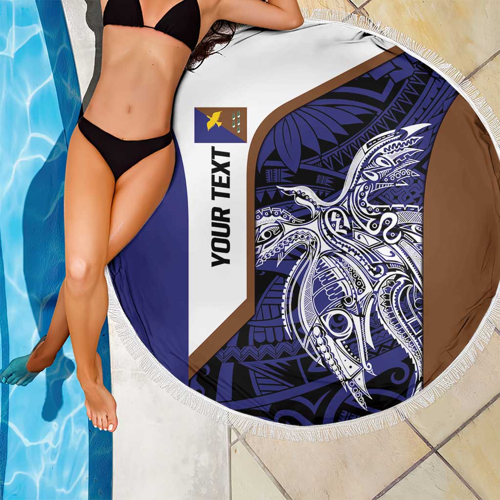 Personalised PNG Manus Province Beach Blanket Bird of Paradise Tattoo Flag Motif LT9 - Polynesian Pride
