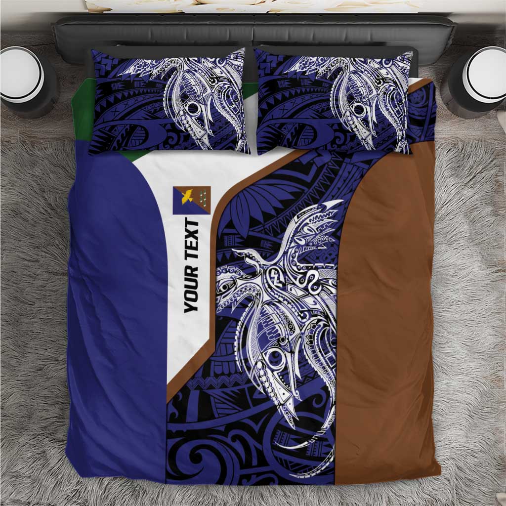 Personalised PNG Manus Province Bedding Set Bird of Paradise Tattoo Flag Motif LT9 Blue - Polynesian Pride