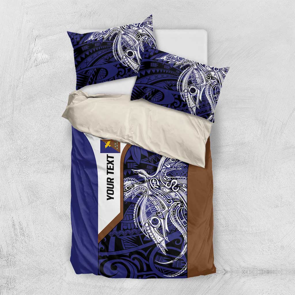 Personalised PNG Manus Province Bedding Set Bird of Paradise Tattoo Flag Motif LT9 US Twin 172cm x 218cm Blue - Polynesian Pride