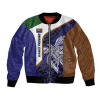 Personalised PNG Manus Province Bomber Jacket Bird of Paradise Tattoo Flag Motif LT9 Unisex Blue - Polynesian Pride