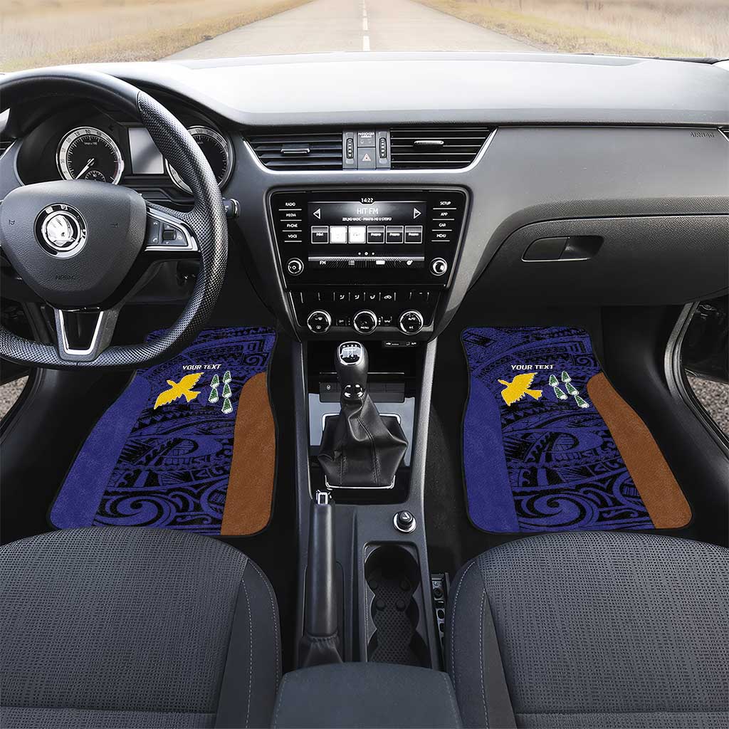 Personalised PNG Manus Province Car Mats Bird of Paradise Tattoo Flag Motif LT9 Set 2pcs - Front Blue - Polynesian Pride