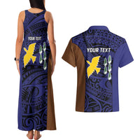 Personalised PNG Manus Province Couples Matching Tank Maxi Dress and Hawaiian Shirt Bird of Paradise Tattoo Flag Motif LT9 - Polynesian Pride