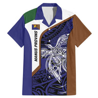 Personalised PNG Manus Province Family Matching Mermaid Dress and Hawaiian Shirt Bird of Paradise Tattoo Flag Motif LT9 Dad's Shirt - Short Sleeve Blue - Polynesian Pride