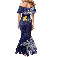 Personalised PNG Manus Province Family Matching Mermaid Dress and Hawaiian Shirt Bird of Paradise Tattoo Flag Motif LT9 - Polynesian Pride
