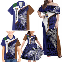 Personalised PNG Manus Province Family Matching Off Shoulder Maxi Dress and Hawaiian Shirt Bird of Paradise Tattoo Flag Motif LT9 - Polynesian Pride