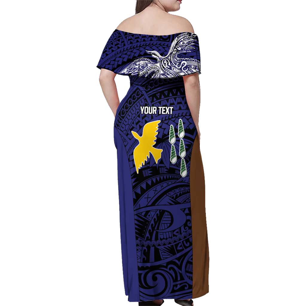Personalised PNG Manus Province Family Matching Off Shoulder Maxi Dress and Hawaiian Shirt Bird of Paradise Tattoo Flag Motif LT9 - Polynesian Pride