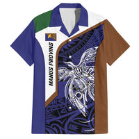 Personalised PNG Manus Province Family Matching Puletasi and Hawaiian Shirt Bird of Paradise Tattoo Flag Motif LT9 Dad's Shirt - Short Sleeve Blue - Polynesian Pride
