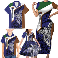 Personalised PNG Manus Province Family Matching Short Sleeve Bodycon Dress and Hawaiian Shirt Bird of Paradise Tattoo Flag Motif LT9 - Polynesian Pride