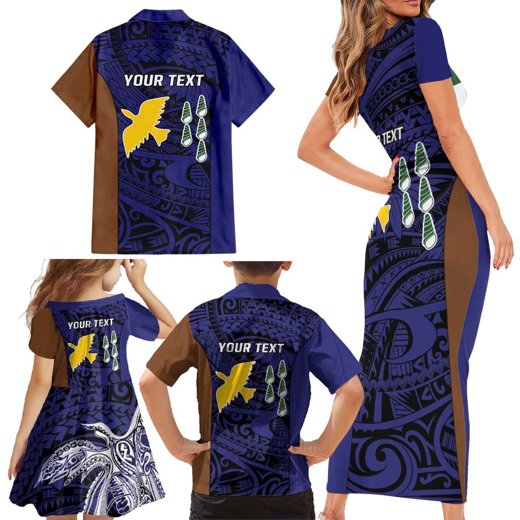 Personalised PNG Manus Province Family Matching Short Sleeve Bodycon Dress and Hawaiian Shirt Bird of Paradise Tattoo Flag Motif LT9 - Polynesian Pride