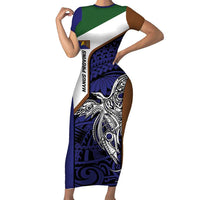 Personalised PNG Manus Province Family Matching Short Sleeve Bodycon Dress and Hawaiian Shirt Bird of Paradise Tattoo Flag Motif LT9 Mom's Dress Blue - Polynesian Pride