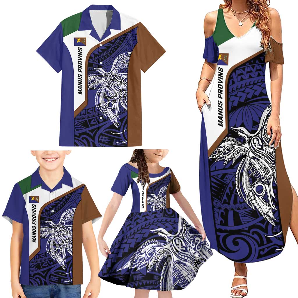 Personalised PNG Manus Province Family Matching Summer Maxi Dress and Hawaiian Shirt Bird of Paradise Tattoo Flag Motif LT9 - Polynesian Pride
