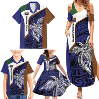 Personalised PNG Manus Province Family Matching Summer Maxi Dress and Hawaiian Shirt Bird of Paradise Tattoo Flag Motif LT9 - Polynesian Pride