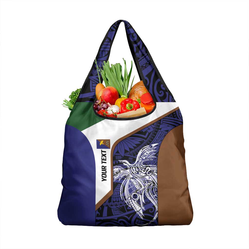 Personalised PNG Manus Province Grocery Bag Bird of Paradise Tattoo Flag Motif LT9 1-pack One Size Blue - Polynesian Pride