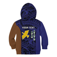 Personalised PNG Manus Province Kid Hoodie Bird of Paradise Tattoo Flag Motif LT9 - Polynesian Pride