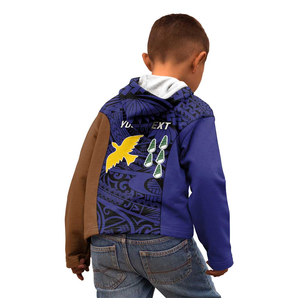 Personalised PNG Manus Province Kid Hoodie Bird of Paradise Tattoo Flag Motif LT9 - Polynesian Pride