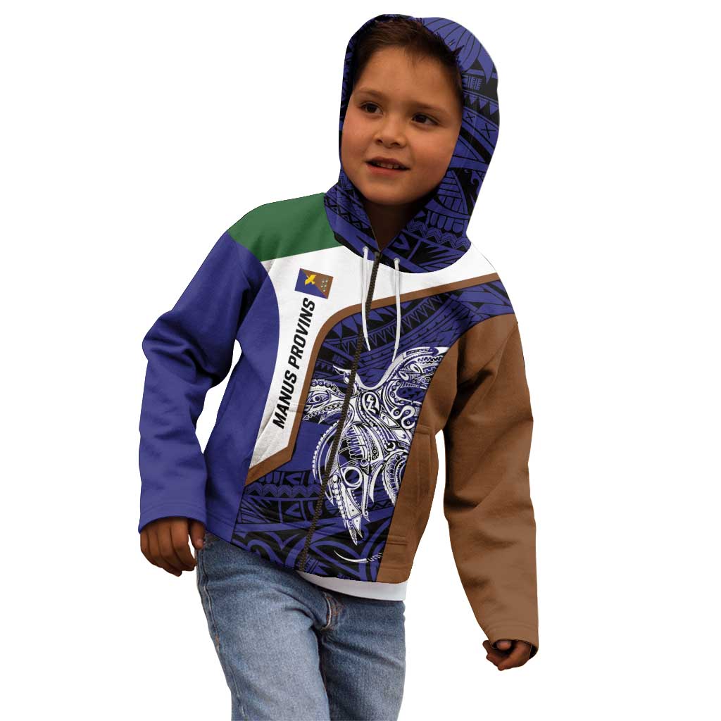 Personalised PNG Manus Province Kid Hoodie Bird of Paradise Tattoo Flag Motif LT9 - Polynesian Pride