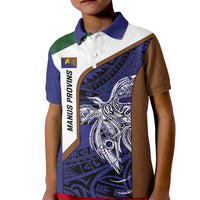 Personalised PNG Manus Province Kid Polo Shirt Bird of Paradise Tattoo Flag Motif LT9 Kid Blue - Polynesian Pride