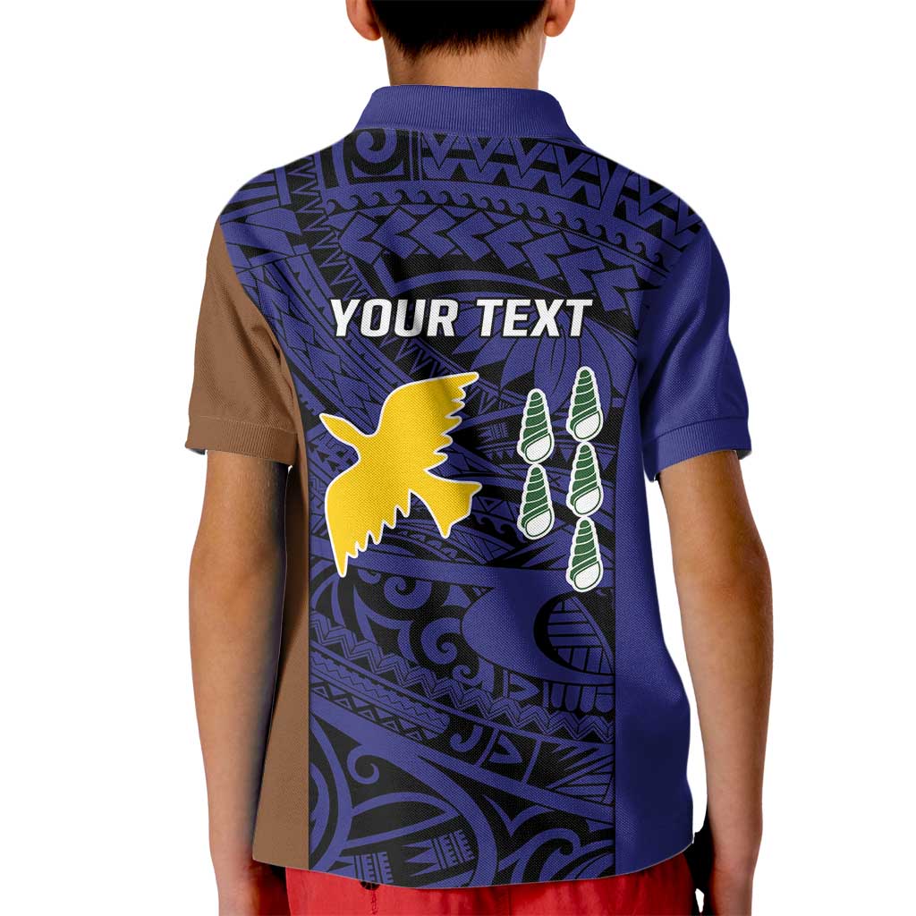 Personalised PNG Manus Province Kid Polo Shirt Bird of Paradise Tattoo Flag Motif LT9 - Polynesian Pride