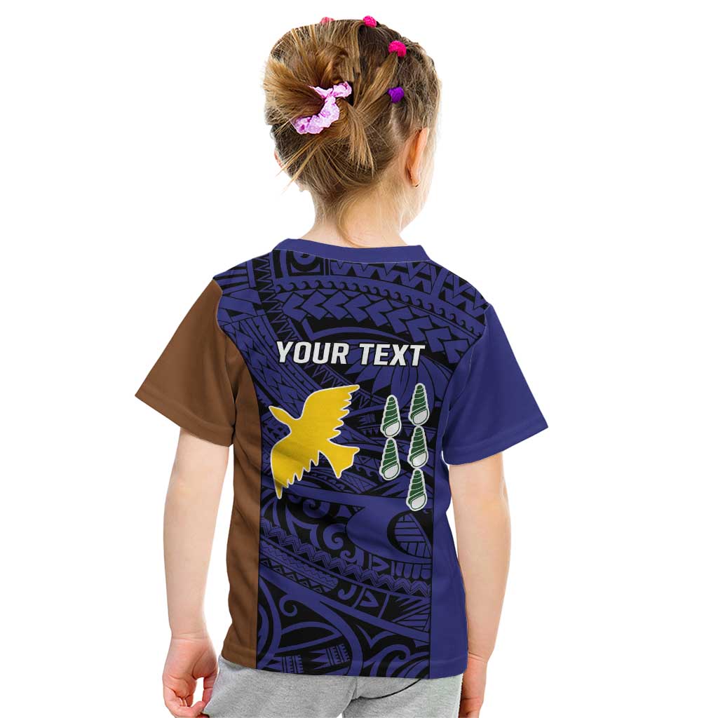 Personalised PNG Manus Province Kid T Shirt Bird of Paradise Tattoo Flag Motif LT9 - Polynesian Pride