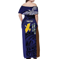 Personalised PNG Manus Province Off Shoulder Maxi Dress Bird of Paradise Tattoo Flag Motif LT9 - Polynesian Pride