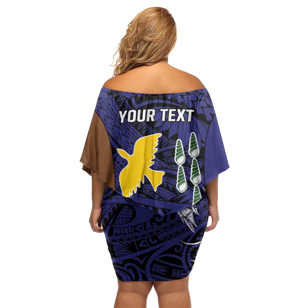 Personalised PNG Manus Province Off Shoulder Short Dress Bird of Paradise Tattoo Flag Motif LT9 - Polynesian Pride