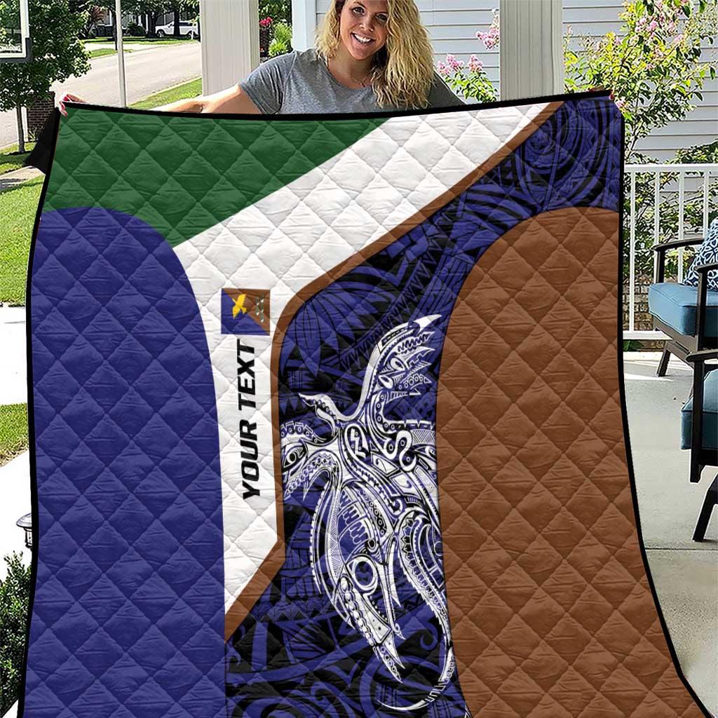 Personalised PNG Manus Province Quilt Bird of Paradise Tattoo Flag Motif LT9 Blue - Polynesian Pride
