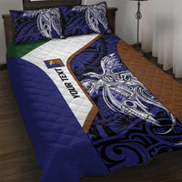 Personalised PNG Manus Province Quilt Bed Set Bird of Paradise Tattoo Flag Motif LT9 Blue - Polynesian Pride