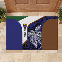 Personalised PNG Manus Province Rubber Doormat Bird of Paradise Tattoo Flag Motif LT9 Blue - Polynesian Pride