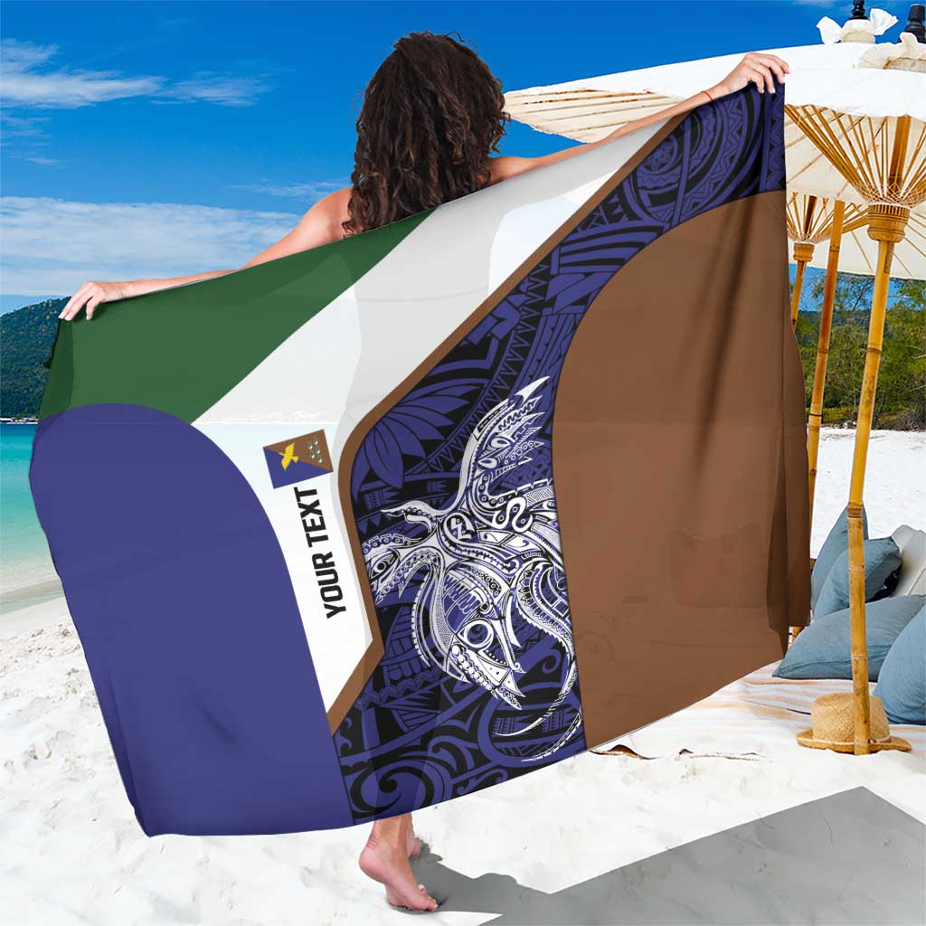 Personalised PNG Manus Province Sarong Bird of Paradise Tattoo Flag Motif LT9 One Size 44 x 66 inches Blue - Polynesian Pride