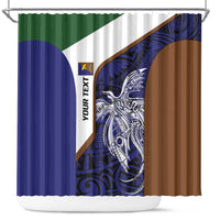 Personalised PNG Manus Province Shower Curtain Bird of Paradise Tattoo Flag Motif LT9 Blue - Polynesian Pride