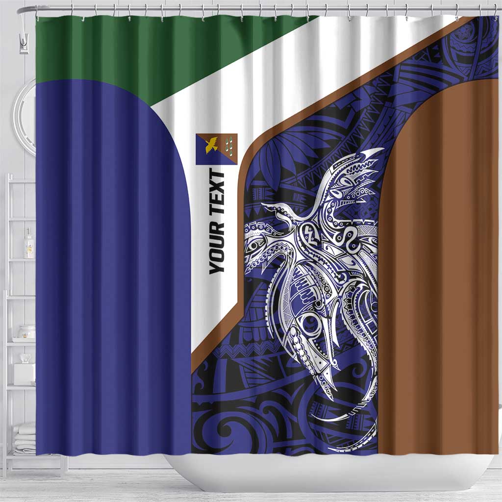 Personalised PNG Manus Province Shower Curtain Bird of Paradise Tattoo Flag Motif LT9 - Polynesian Pride