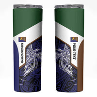 Personalised PNG Manus Province Skinny Tumbler Bird of Paradise Tattoo Flag Motif LT9 Blue - Polynesian Pride