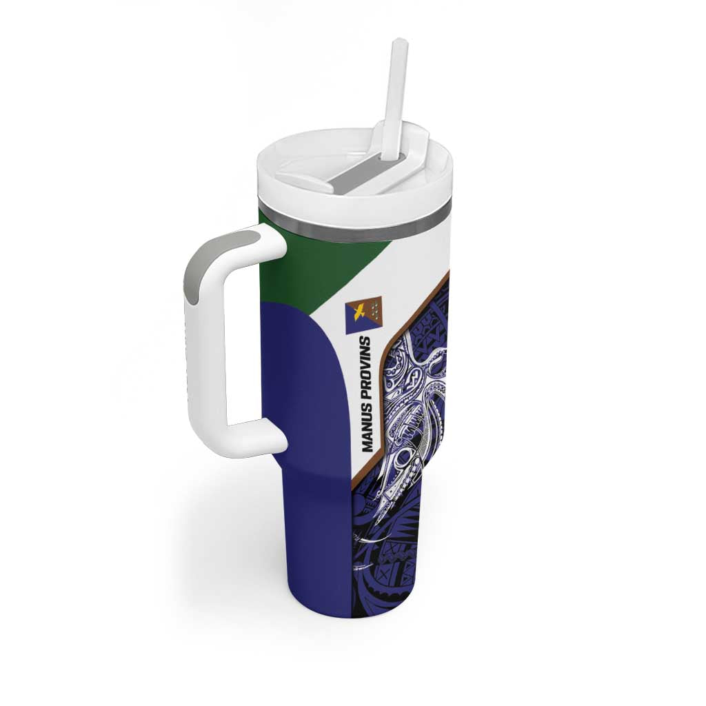 Personalised PNG Manus Province Tumbler With Handle Bird of Paradise Tattoo Flag Motif LT9 - Polynesian Pride