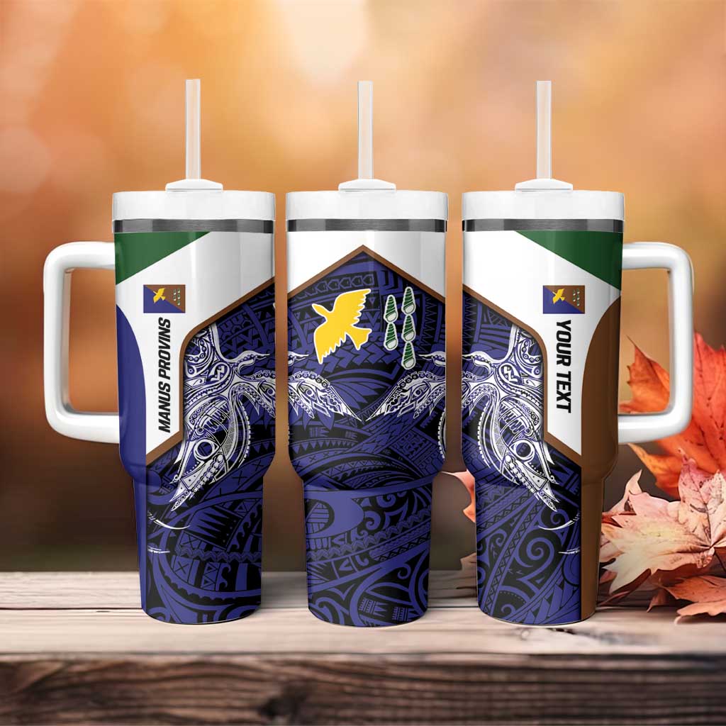 Personalised PNG Manus Province Tumbler With Handle Bird of Paradise Tattoo Flag Motif LT9 - Polynesian Pride