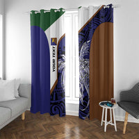 Personalised PNG Manus Province Window Curtain Bird of Paradise Tattoo Flag Motif LT9 With Grommets Blue - Polynesian Pride