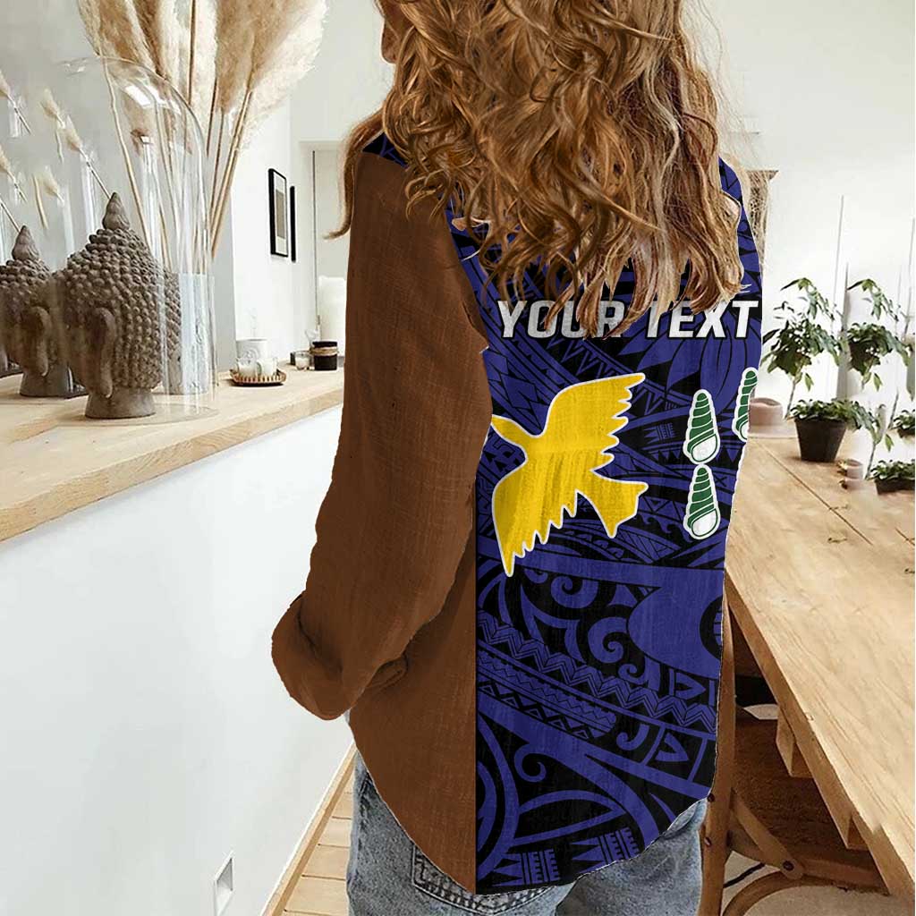 Personalised PNG Manus Province Women Casual Shirt Bird of Paradise Tattoo Flag Motif LT9 - Polynesian Pride