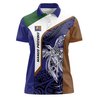 Personalised PNG Manus Province Women Polo Shirt Bird of Paradise Tattoo Flag Motif LT9 Female Blue - Polynesian Pride