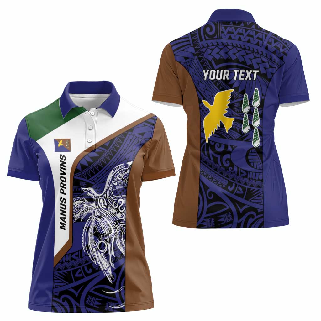 Personalised PNG Manus Province Women Polo Shirt Bird of Paradise Tattoo Flag Motif LT9 - Polynesian Pride