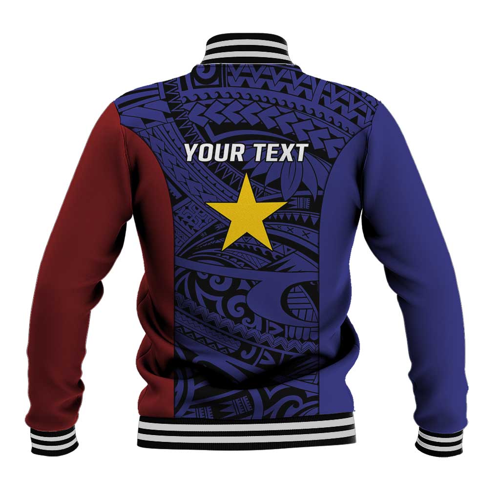 Personalised PNG Milne Bay Province Baseball Jacket Bird of Paradise Tattoo Flag Motif LT9 - Polynesian Pride