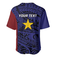 Personalised PNG Milne Bay Province Baseball Jersey Bird of Paradise Tattoo Flag Motif LT9 - Polynesian Pride
