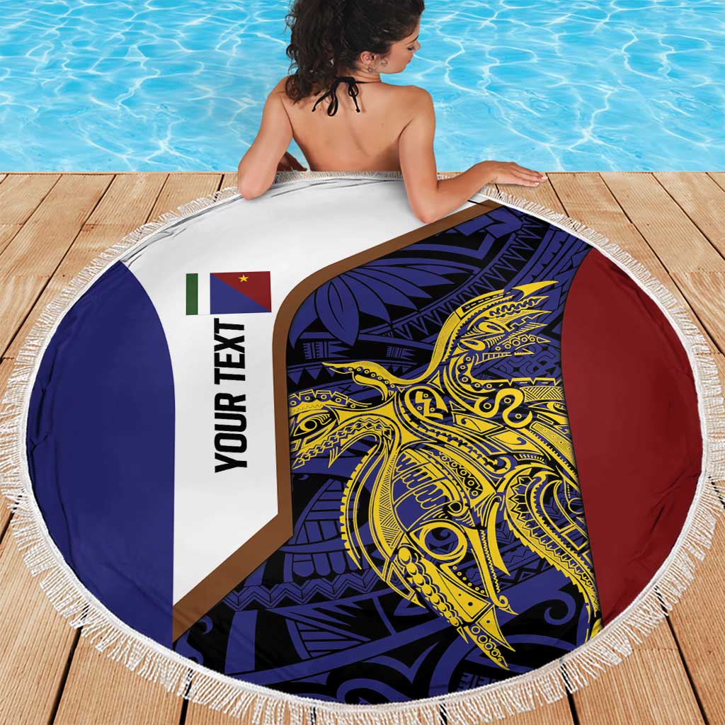 Personalised PNG Milne Bay Province Beach Blanket Bird of Paradise Tattoo Flag Motif LT9 - Polynesian Pride
